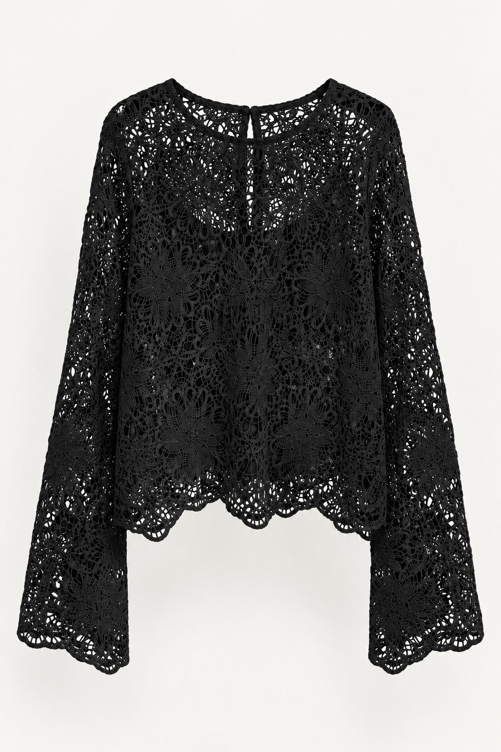 Black Crochet Lace Top