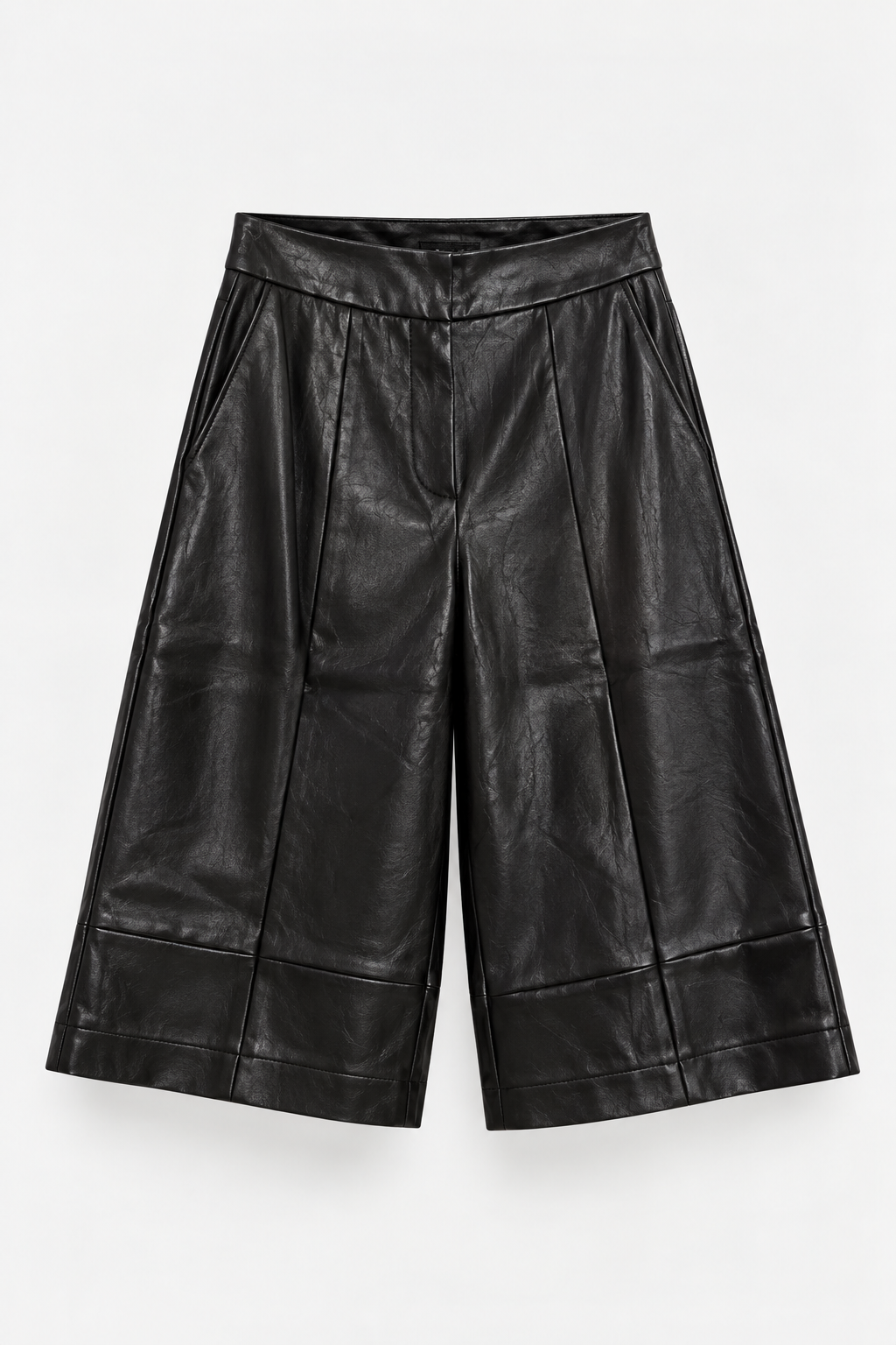 Black Leather Culotte Pants