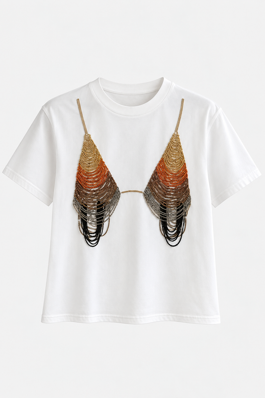 Beaded Bralette Graphic Tee