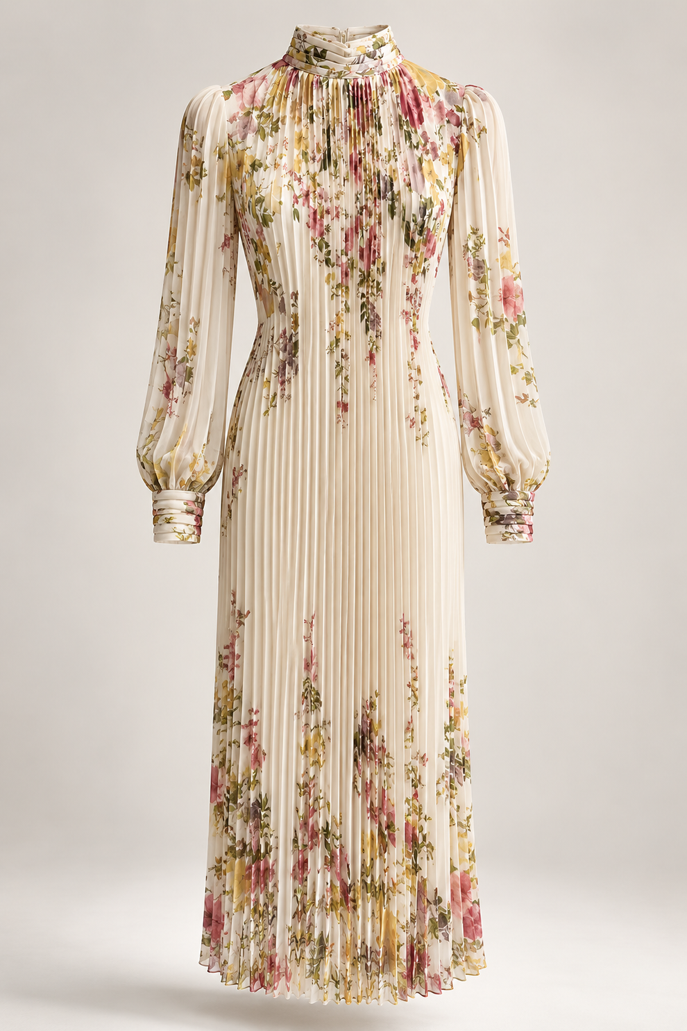 Romantic Bloom Pleated Dress