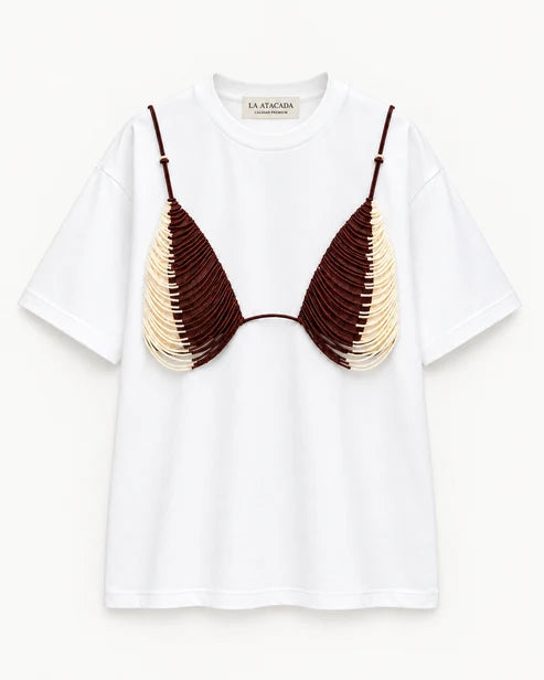 Beaded bra brown