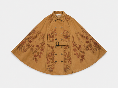 Autumn Bloom Embroidered Cape Jacket