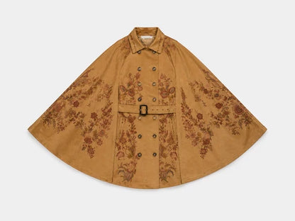 Autumn Bloom Embroidered Cape Jacket