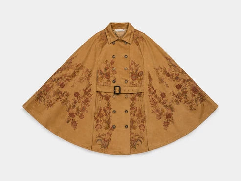 Autumn Bloom Embroidered Cape Jacket